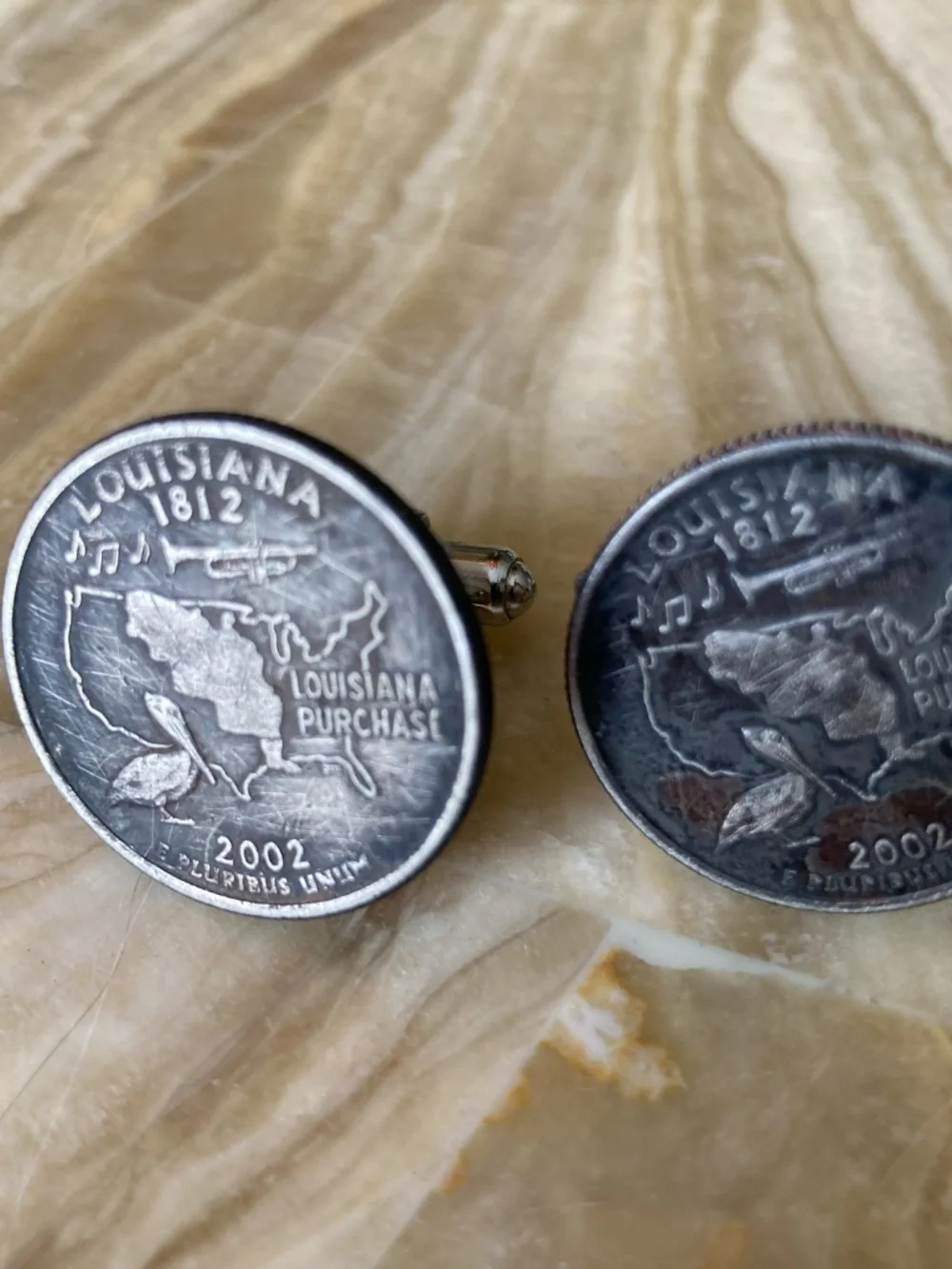 Louisiana State Quarter Coin Cufflinks 2002